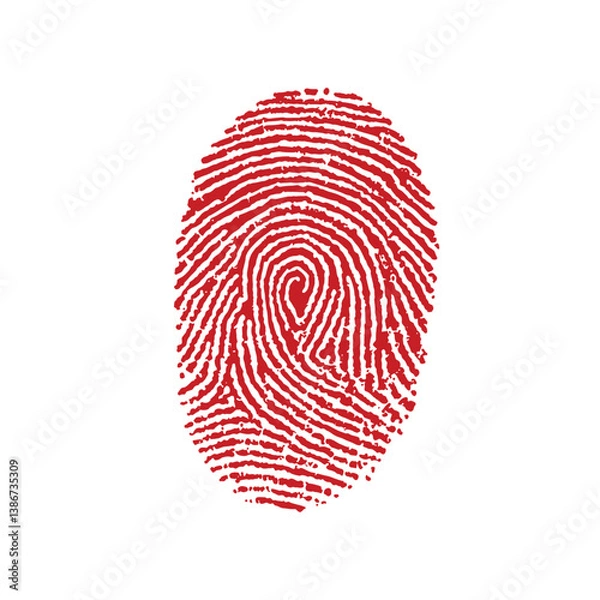 Obraz Red Fingerprint for Identification and Security