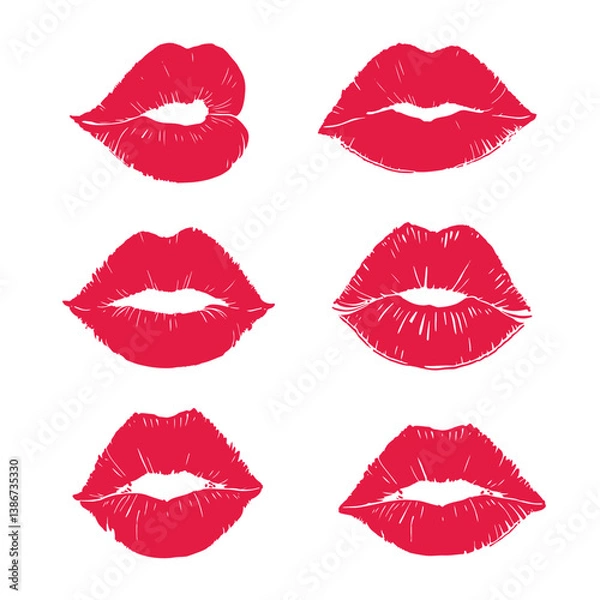 Obraz Lip Print Vector Set illustration