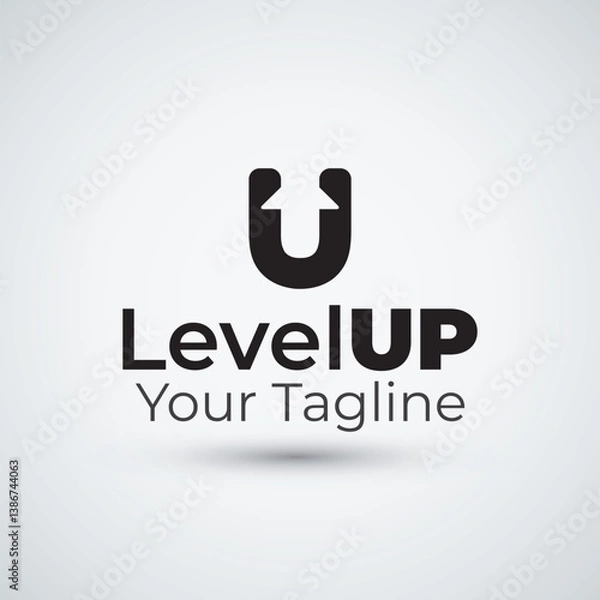 Fototapeta letter U logo arrow level UP logo design flat icon template
