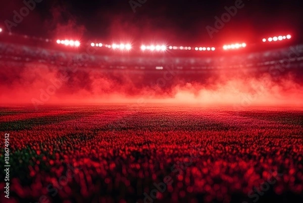 Fototapeta soccer stadium with a background of red steam,
