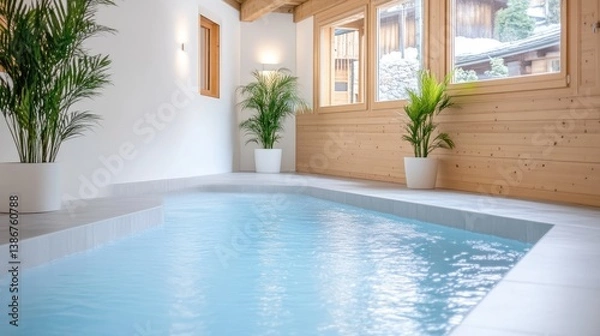 Obraz Indoor pool with mountain views