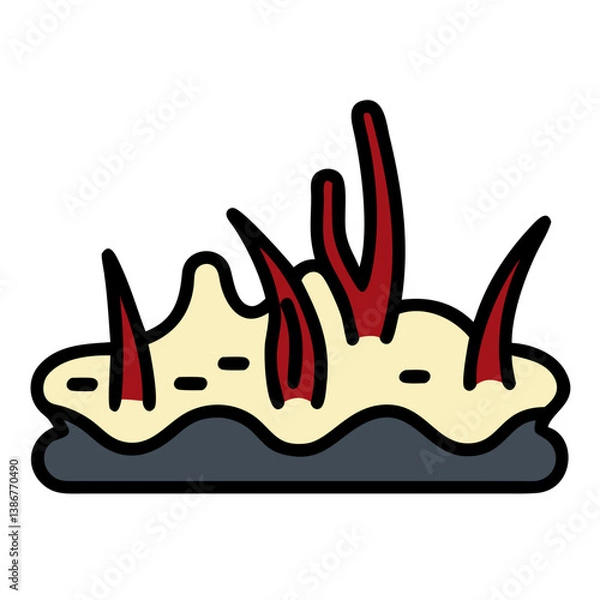 Obraz Abstract Coral Reef vector With Red Coral On A Dark Background