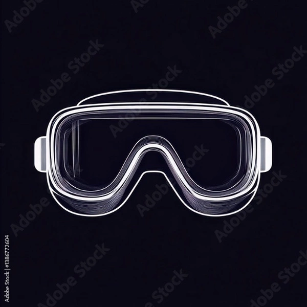 Obraz Safety Goggles Icon with Elastic Strap for Protective Use and Visibility Enhancement