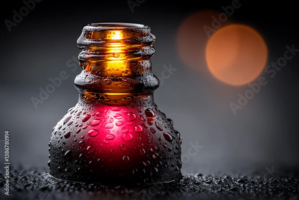 Fototapeta p: a macro shot of a textured plastic bottle with condensation droplets