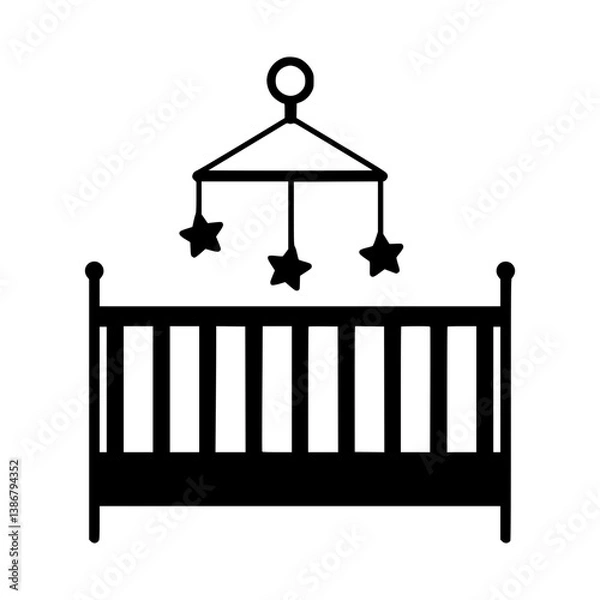 Obraz Baby Crib Icon - Black Outline