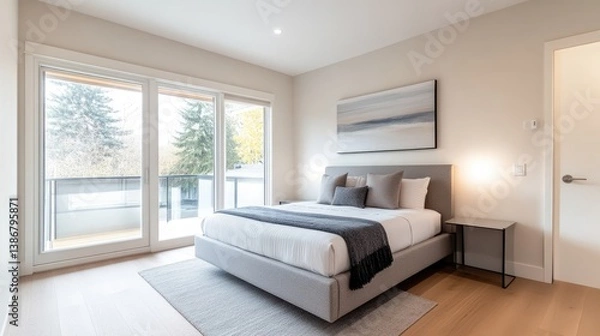 Obraz Modern bedroom with balcony view