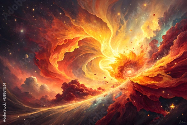 Fototapeta Fiery Explosion of Colors – Abstract Burst with Vibrant Flames and Dynamic Energy