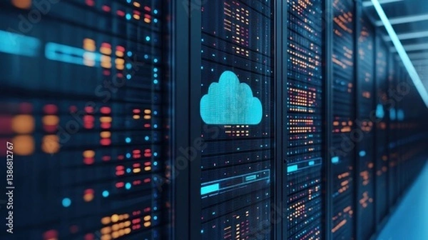 Fototapeta Cloud computing revolution exploring information technology trends in data centers virtual servers and innovation