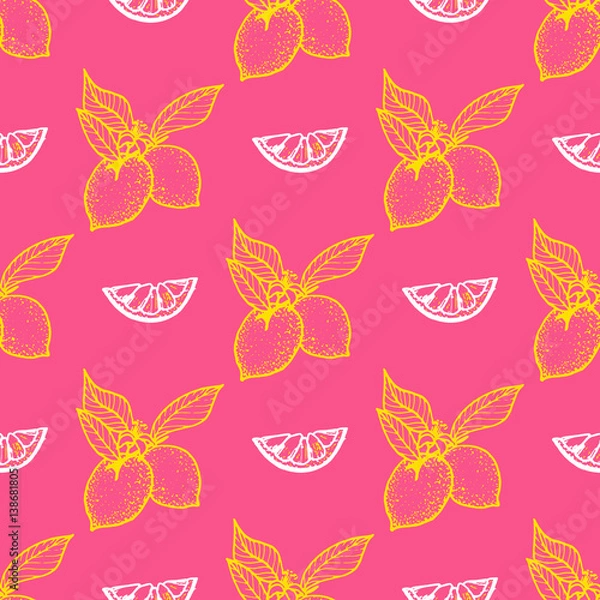 Fototapeta Seamless pattern with lemon