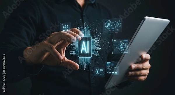 Fototapeta Holding the Future: A Digital Genesis AI Generated