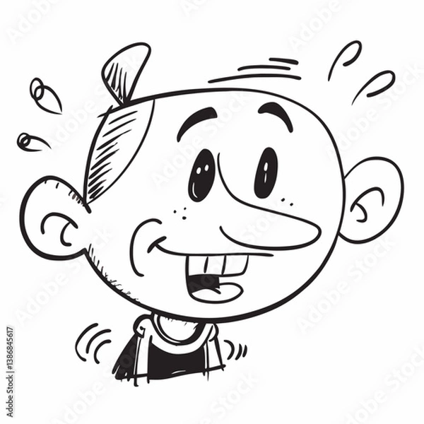 Obraz A smiling boy doodle line vector art