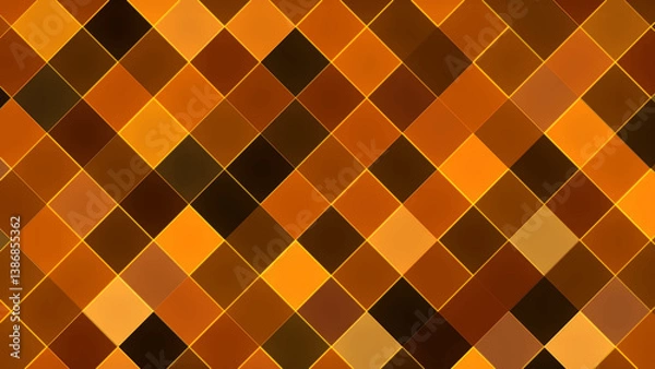 Fototapeta Luxury abstract dark golden brown background squares pattern design 4k