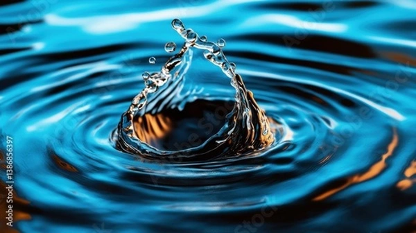 Fototapeta Water in motion with ripples and small splash, subtle movement and high detail
