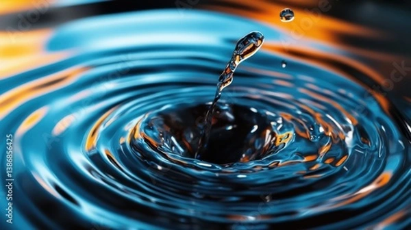 Fototapeta Water in motion with ripples and small splash, subtle movement and high detail