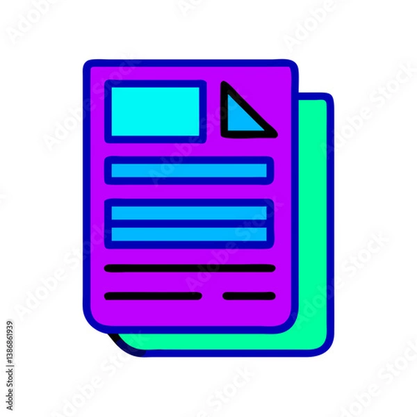 Fototapeta Vivid Purple Documents With Aqua Details Illustrating Business Reports And Analytics