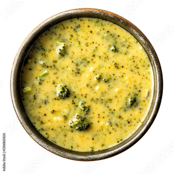 Obraz A Delicious Bowl of Broccoli Cheddar Soup Isolated on a Transparent Background	