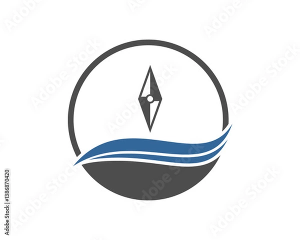 Fototapeta compass needle with sea logo
