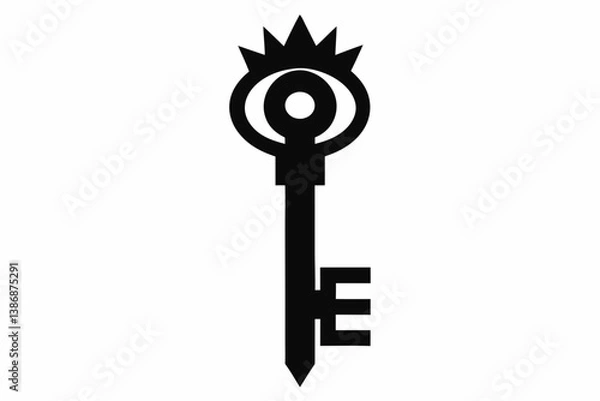 Obraz ancient key silhouette vector illustration