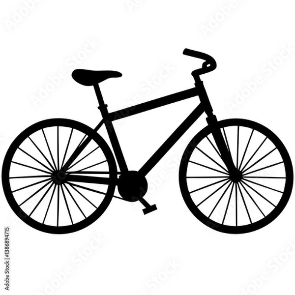 Obraz Vintage bicycle silhouette vector illustration isolated on white background