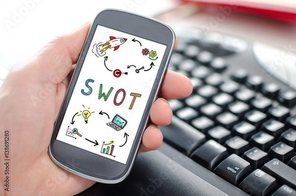 Fototapeta Swot concept on a smartphone