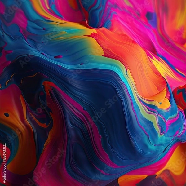 Fototapeta abstract background that highlights vibrant liquids textures with blue and pink accent 