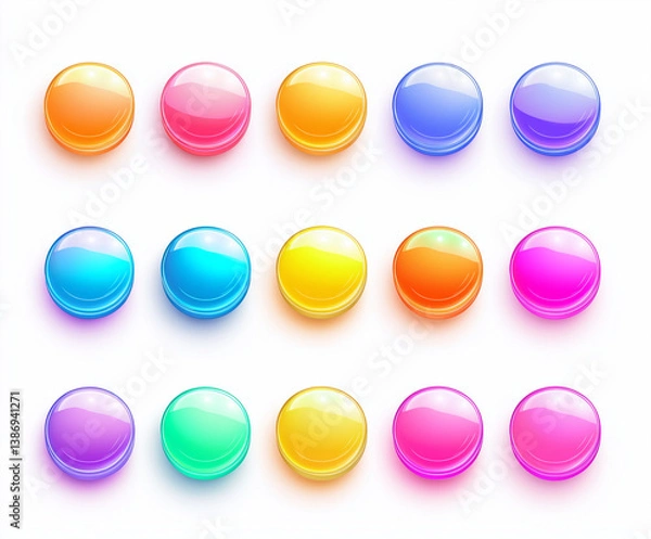 Fototapeta Colorful Gradient Button Set – Vector Illustration for UI, Web Design, Mobile Apps, and Forms, Featuring Flat Style with High-Resolution Gradients on a White Background