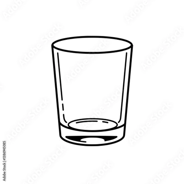 Fototapeta Empty Glass Outline: A simple, clean line art illustration of a transparent glass, showcasing the sleek and minimalist design.