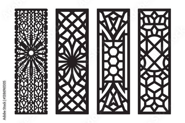 Obraz Elegant Decorative Panel Design Bundle, black and white seamless pattern