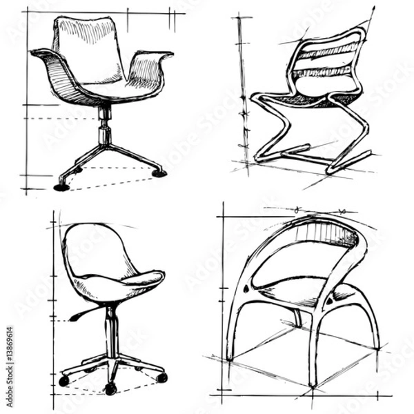 Obraz chairs drawings 2 vector
