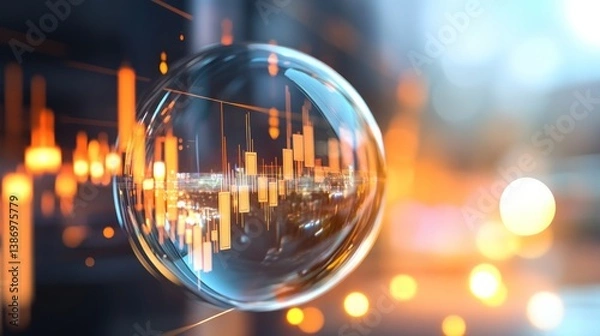 Fototapeta Global Market Trends Encapsulated: A Visual Representation of Financial Data Within a Crystal Sphere
