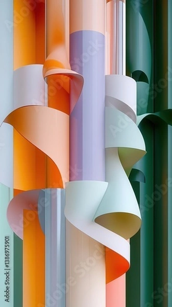 Fototapeta Generative AI patterns flat design side view abstract art theme 3D render vivid