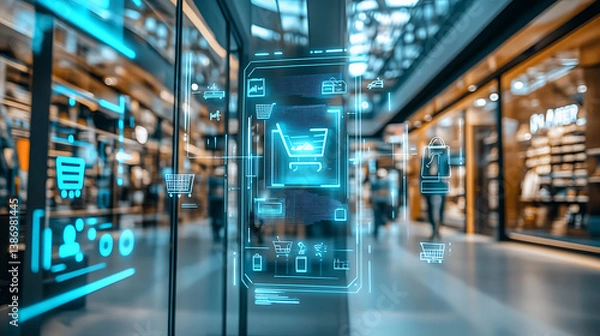 Fototapeta An AI powered system enhancing online shopping by analyzing user browsing behavior, purchase history, and preferences to create personalized product recommendations