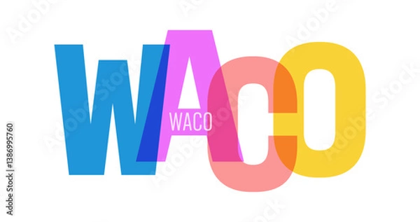 Fototapeta WACO. The name of the city on a white background. Vector design template for poster, postcard, banner