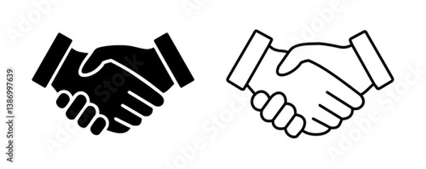 Obraz Hand shake logo icon transparent png. shaking hands in silhouette and outline styles. vector set