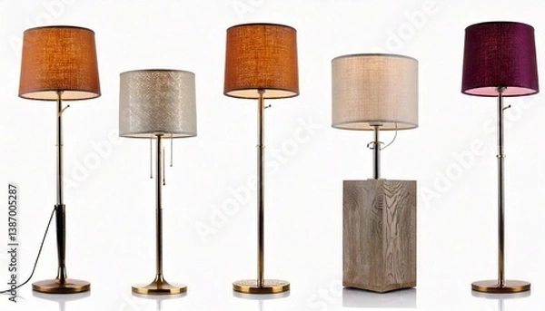 Fototapeta Floor lamp set, collection, on white backround