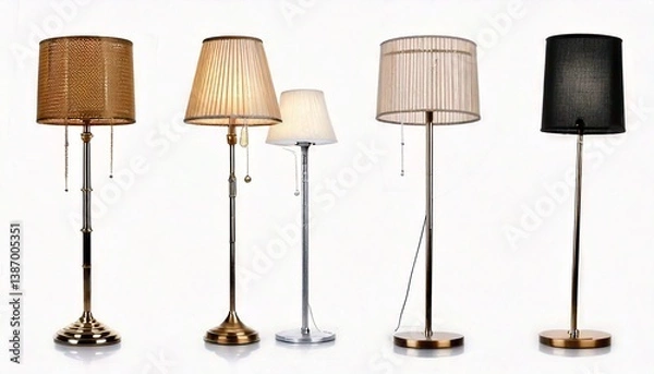 Fototapeta Floor lamp set, collection, on white backround