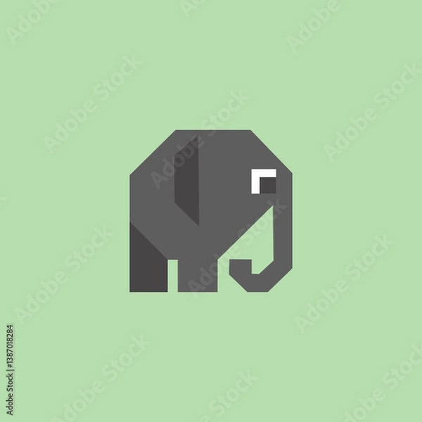Fototapeta Minimalist Geometric Elephant Logo Design, Perfect for use as a logo, children's brand mascot, educational content, or digital product design