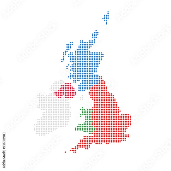 Fototapeta Dotted Vector Unaided Kingdom Map