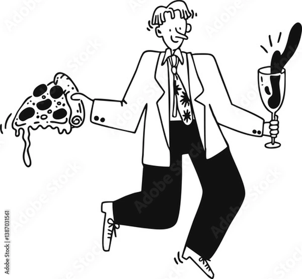 Fototapeta a man is dancing in dinner time