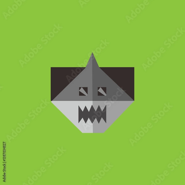 Fototapeta Abstract Geometric Shark Face in Flat Design,  Perfect for children's designs, logos, educational materials, or creative branding concepts. The artwork is vector-based and ideal for digital and print 