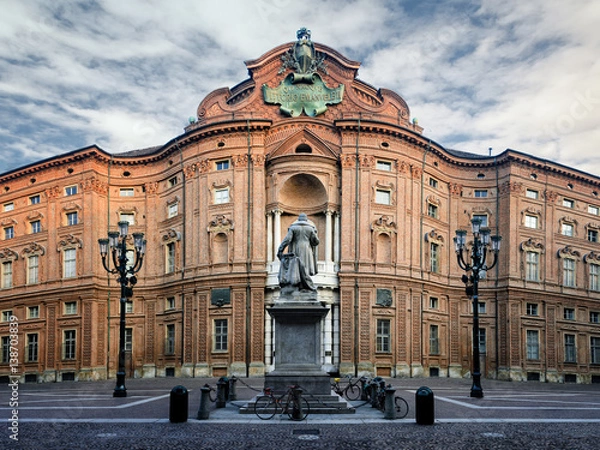 Fototapeta Piazza Carignano, one of the main squares of Turin (Italy) with Palazzo Carignano, historic baroque palace and first italian parliament