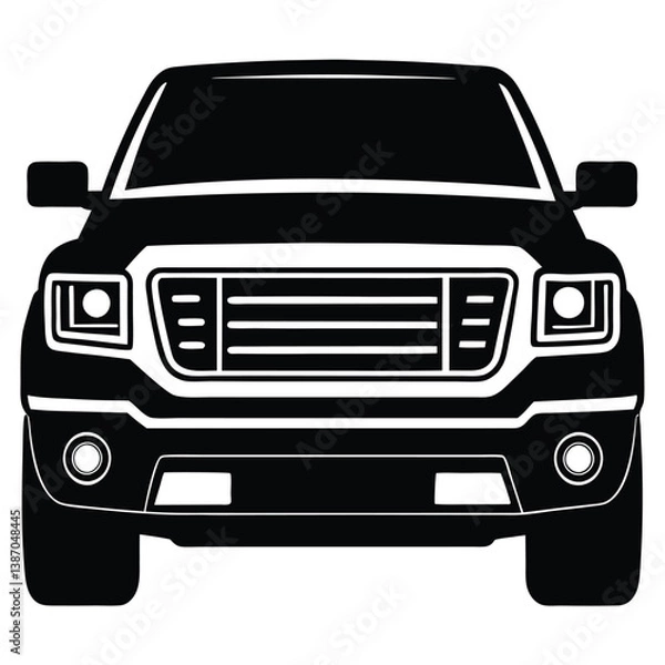 Obraz Front View Of A Rugged Pickup Truck Vector Illustration - Modern, Customizable, High-Quality Design