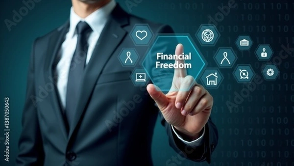 Obraz Man Activating Financial Freedom Digital Interface