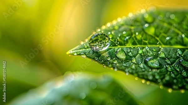Fototapeta dew on a leaf