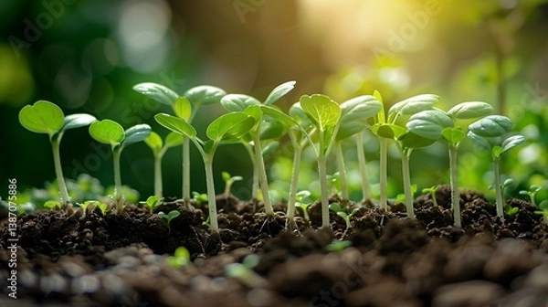 Fototapeta green grass growing in the soil
