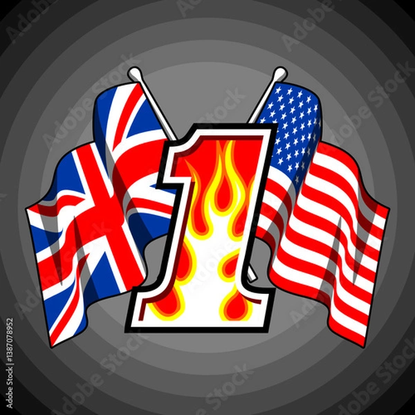 Fototapeta vector no 1 and flag for graphic design needs