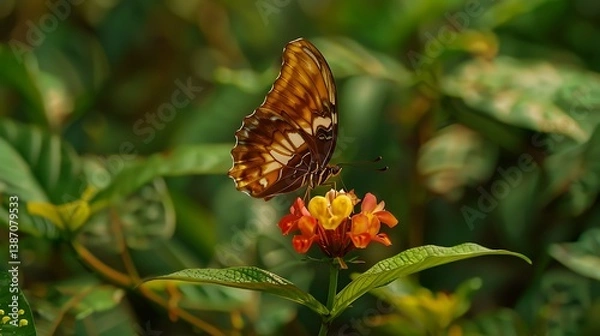 Fototapeta  a beautiful butterfly on flower