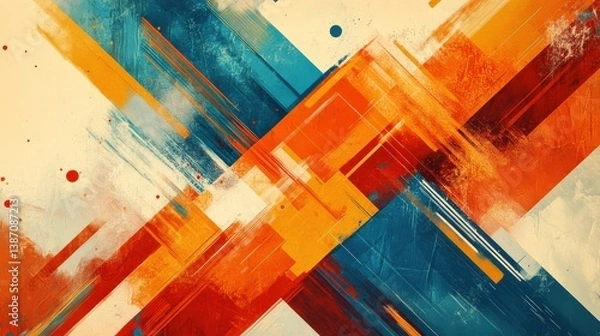 Fototapeta Abstract Colorful Composition with Bold Lines and Brush Strokes