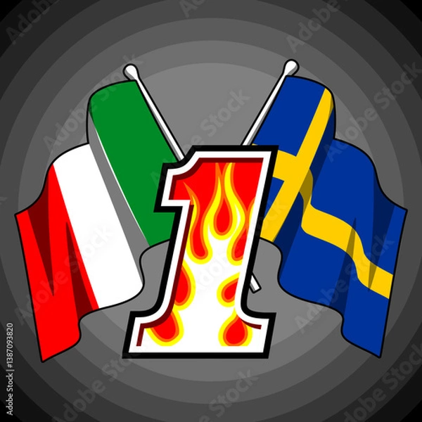 Obraz vector no 1 and flag for graphic design needs