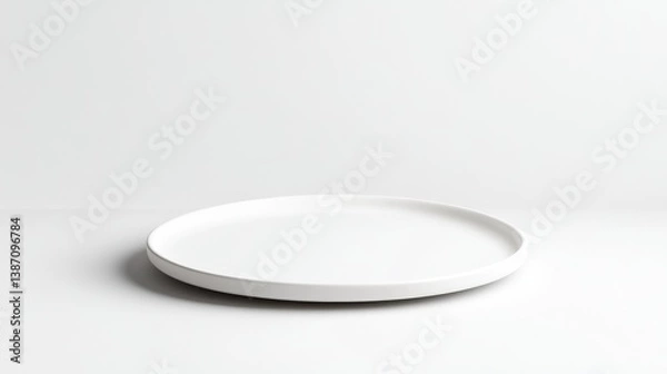 Fototapeta Empty white round plate on white background